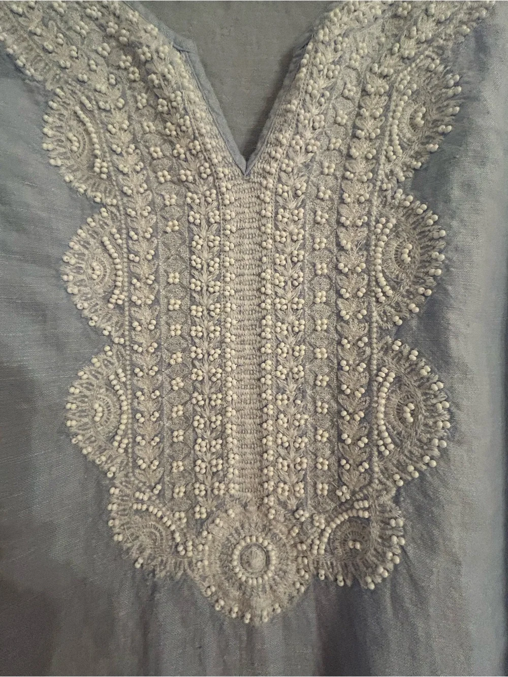 J. Jill Light Blue Sleeveless Embroidered Shift Dress - Picture 2 of 5